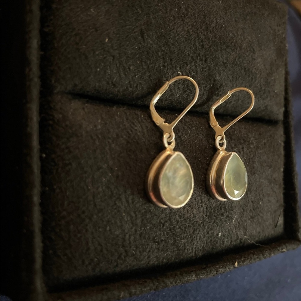 Sterling Silver Aventurine Teardrop Earrings - Picture 2 of 6